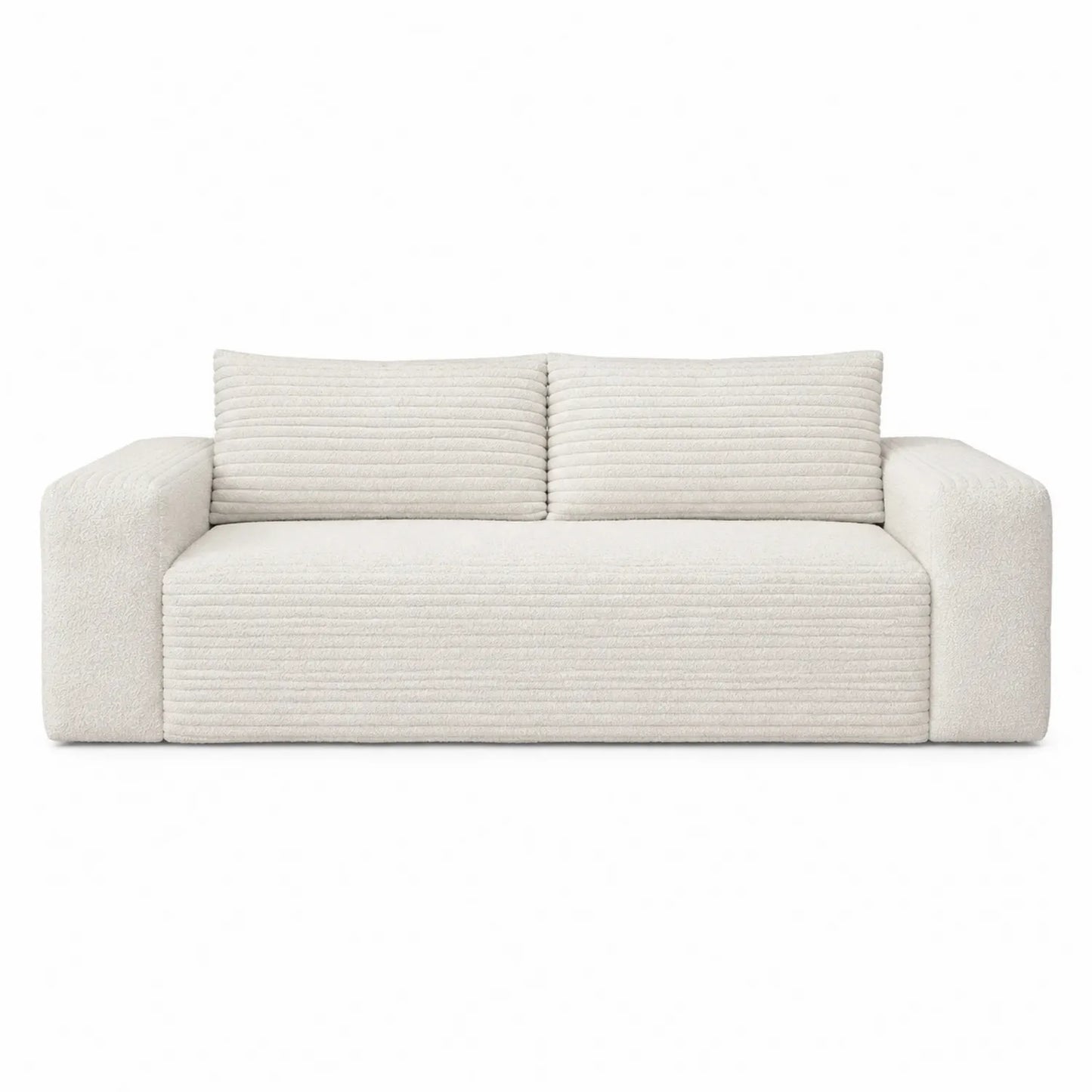 Sofá de tres plazas de tela bouclé blanco 220x90x75 cm