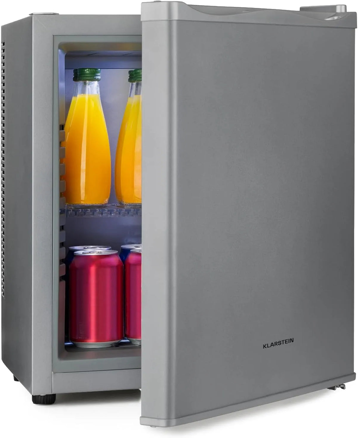 Klarstein minikoelkast, 23 dB, stille werking, Minibar Happy Hour 5-15°C geruisloos 23 dB ledverlichting, voor Hotelkamer voor Partykelder