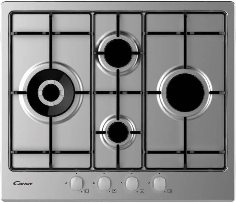 Kookplaat, 60 cm, roestvrijstalen behuizing, 60 cm gas 4 vuur roestvrij staal Timeless