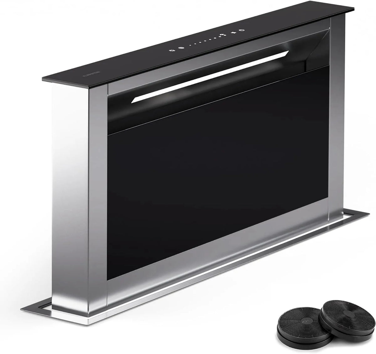 Klarstein afzuigkap, 60 cm, downdraft 60 cm, verzinkbare afvoer/circulatie voor de keuken, smalle circulatiekap zonder afvoerbuis