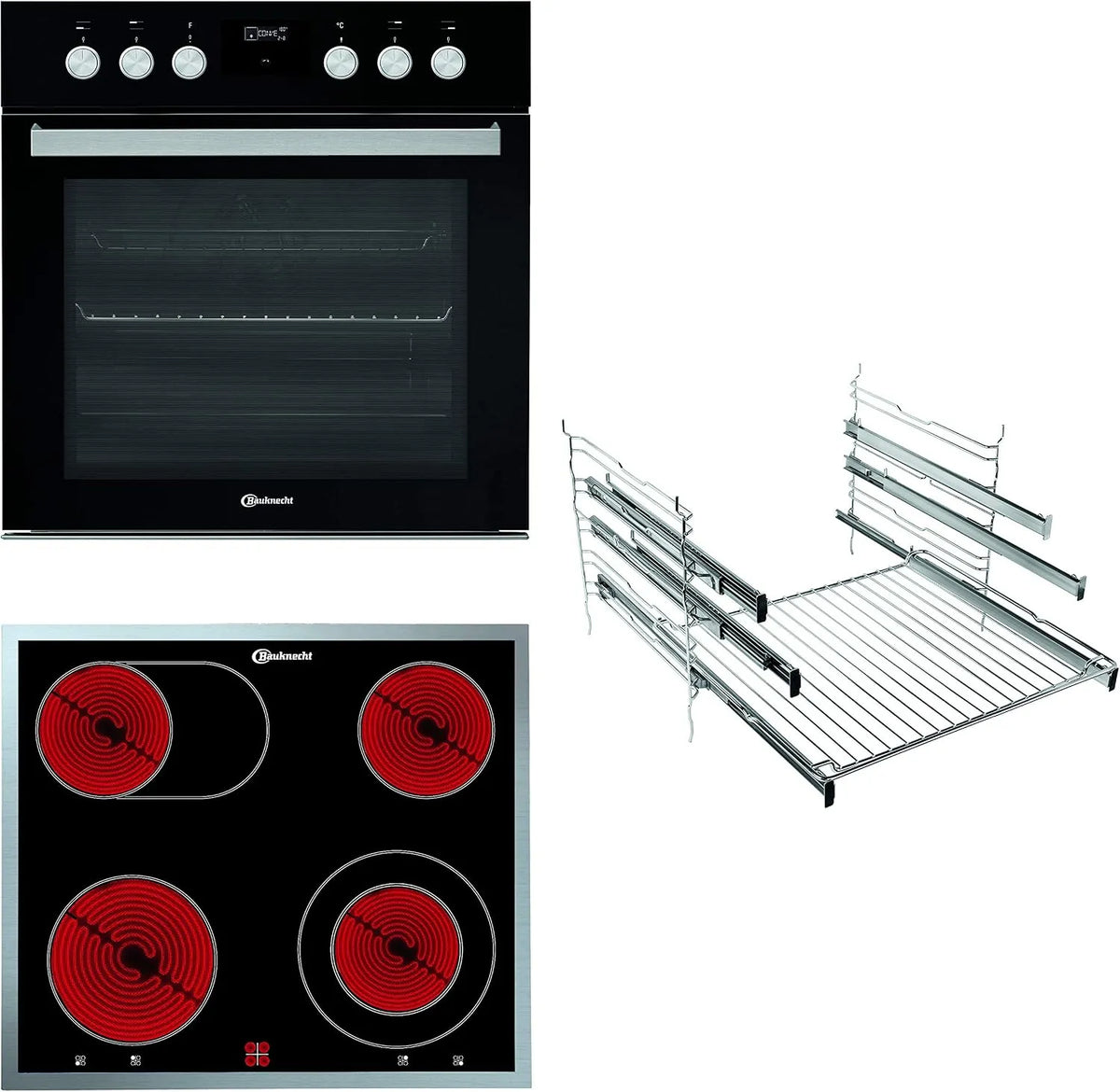 Bauknecht P500 keramische kookplaat, 60 cm, 2 niveaus, zelfreinigingsfunctie, HEKO fornuis-kookplaatcombinatie/