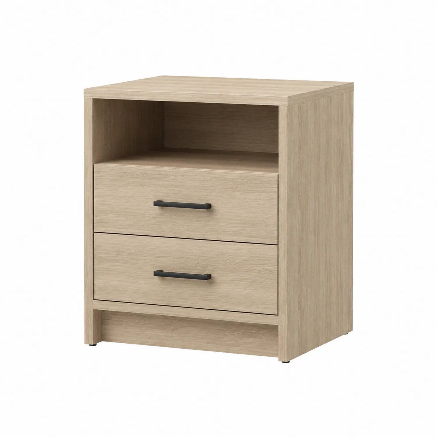 Mesita de noche de madera con 2 cajones y estante 60x40x30 cm