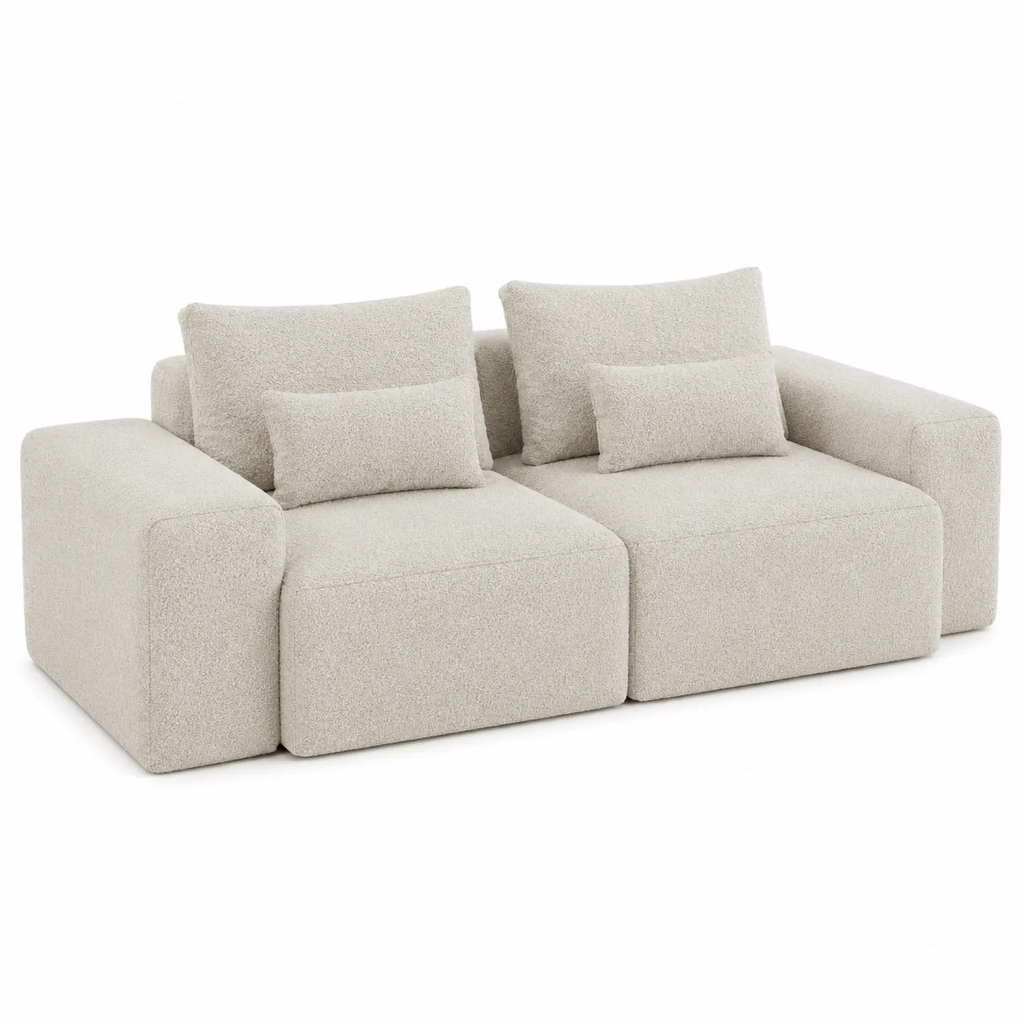 Sofá modular de tela bouclé beige 2 plazas 200x100x85 cm