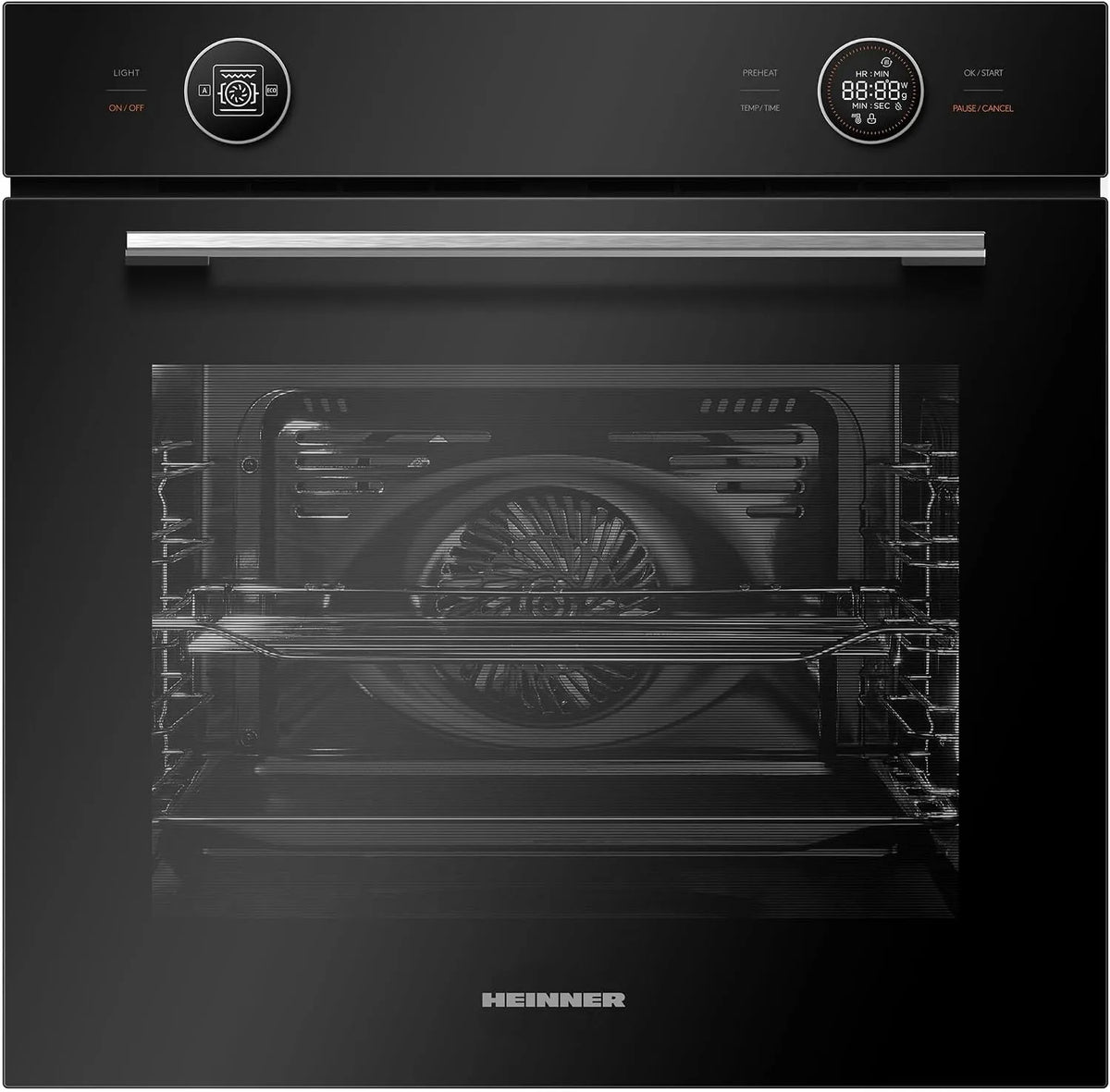 HBO-M7210GCDRC-GBK elektrische oven, 10 programma's, digitaal display, Inbouwoven zwart glas 72 L, multifunctioneel met 10 programma's