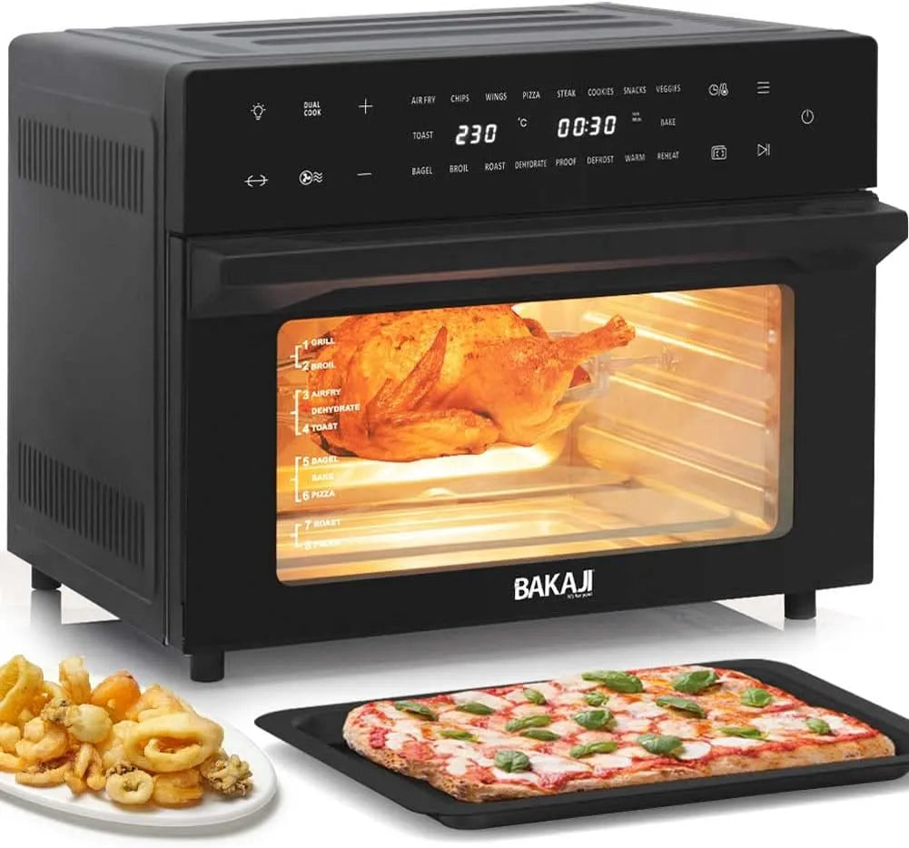 Airfryer, 1800 W, 18 programma's, digitaal display, timer, bereiding zonder toegevoegd frituurvet, heteluchtfunctie, Bakaji Heteluchtfriteuse