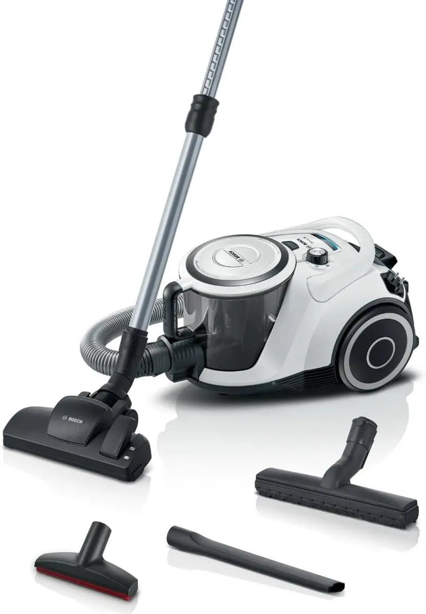 Bosch BGC41XALL stofzuiger, stille werking, zonder zak, serie 6, voor mensen met allergieën, zuigmond voor harde vloeren, hoog zuigvermogen