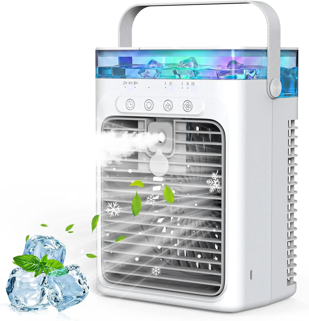 Airconditioner, 1000 ml, 3 snelheden, timer, Mobiele airconditioning zonder afvoerslang, 4-in-1 luchtkoeler met waterkoeling, 1000 ml watertank