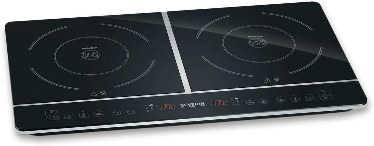 Severin DK 1033 inductiekookplaat, digitaal display, timer, automatische werking, 2 platen, glaskeramische kookplaten, touchdisplay met timerfunctie