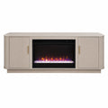 Centro de entretenimiento MDF con chimenea eléctrica Beige