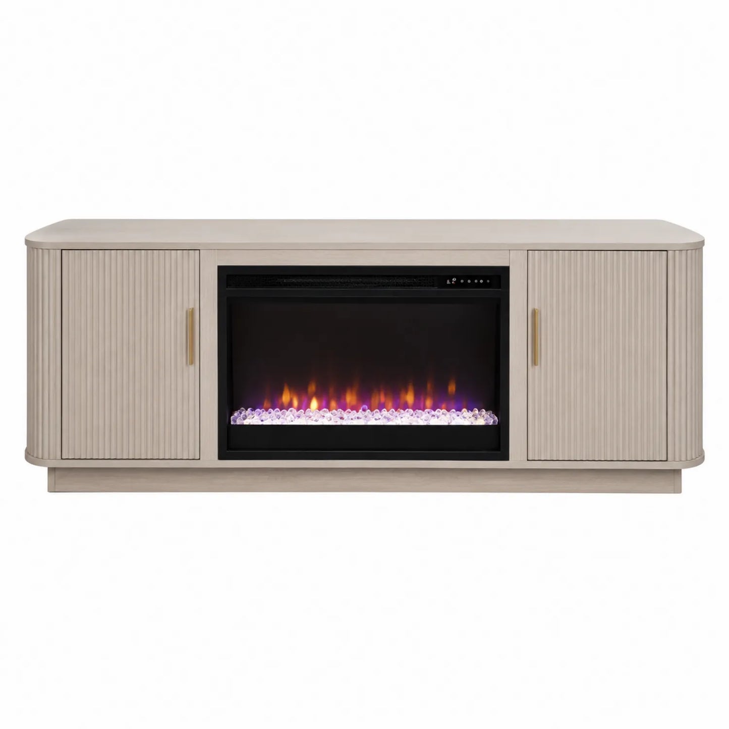 Centro de entretenimiento MDF con chimenea eléctrica Beige