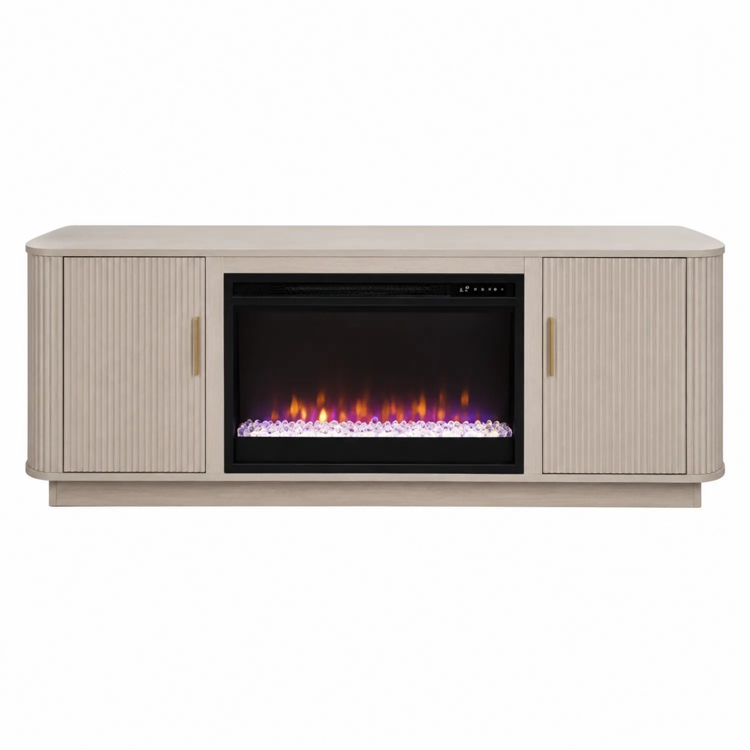 Centro de entretenimiento MDF con chimenea eléctrica Beige