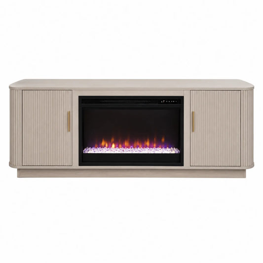 Centro de entretenimiento MDF con chimenea eléctrica Beige