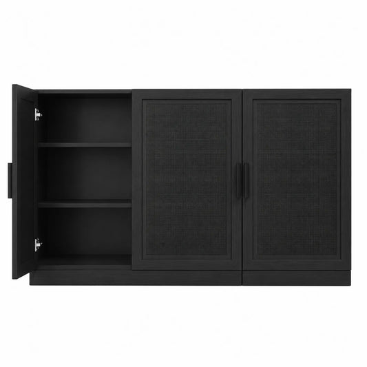 Armario de madera negro con puertas dobles 80 cm x 40 cm x 90 cm