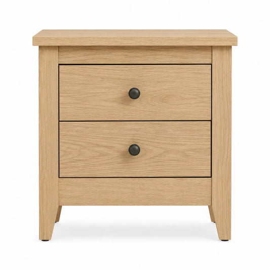 Mesita de Noche de Madera de Roble con 2 Cajones
