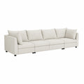 Sofá modular de 4 asientos de madera maciza y poliéster Beige
