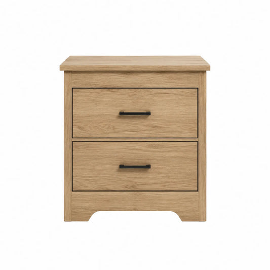 Mesita de Noche de Madera de Roble con 2 Cajones