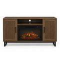 Mueble de TV con Chimenea Eléctrica de Madera y Metal Marrón