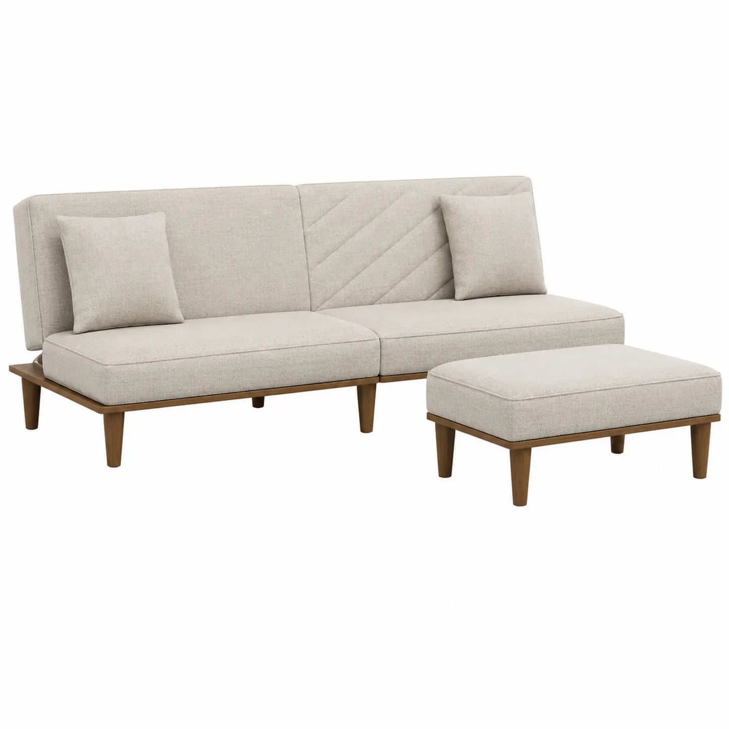 Conjunto de Sofá Seccional de Madera y Tela Beige