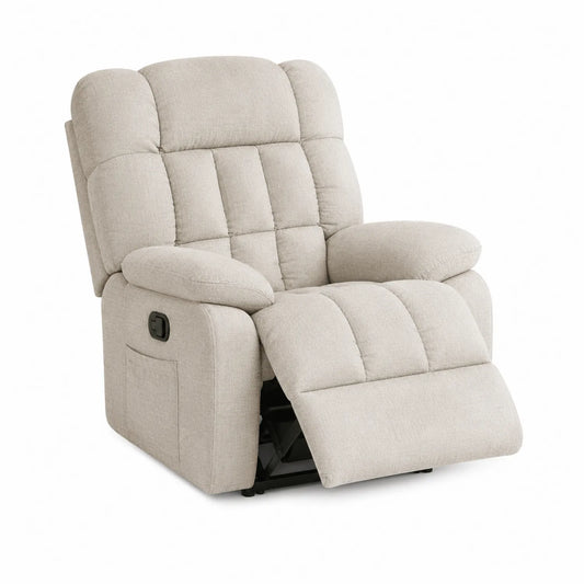 Sillón reclinable de tela beige 100x85x100 cm