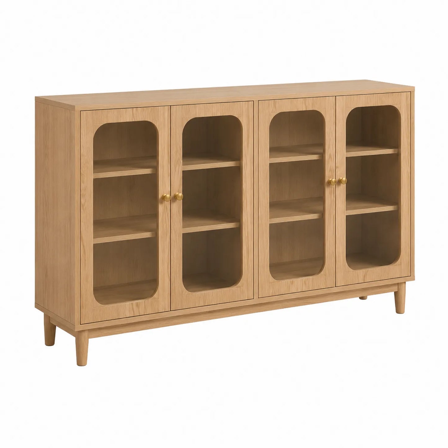 Aparador de madera con puertas de vidrio templado 150cm x 40cm x 90cm