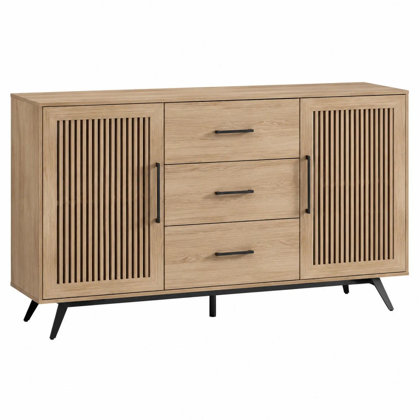 Aparador de madera de roble con puertas y cajones 150x80x40 cm