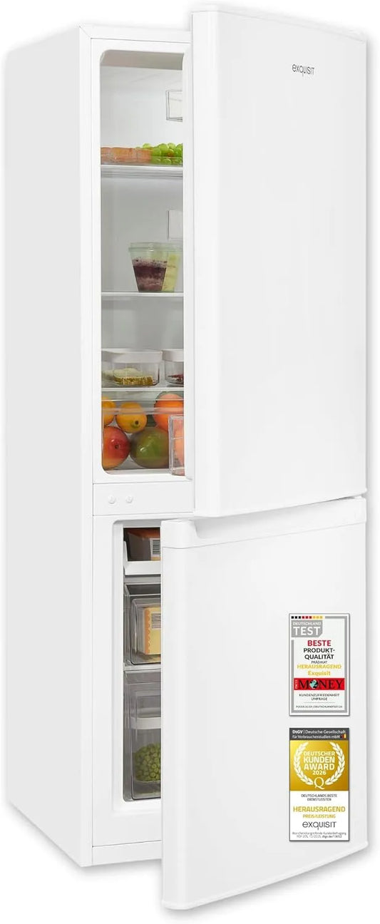 Exquisit KGC5232-60-E-040E, 173 l, 50 cm, Koel- en vriescombinatie wit, 4 sterren vriezen