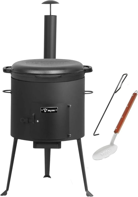 Elektrische oven, 39,5 cm, BBQ-Toro Gietijzeren Kazan met oven Kazan Ø 39,5 cm, enkele oven, open haard, outdoor keuken