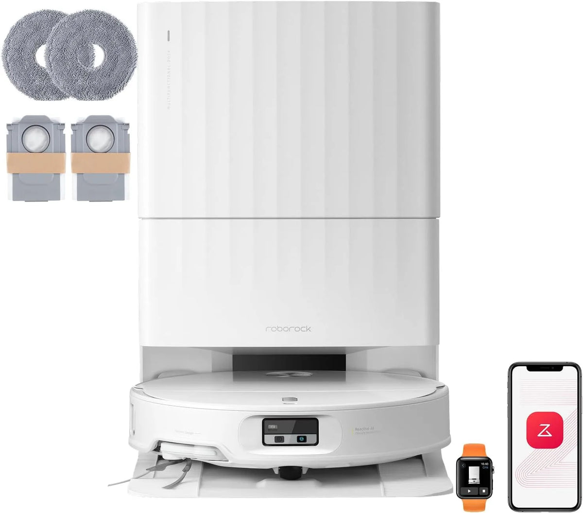 Roborock robotstofzuiger, zuig- en dweilfunctie, Qrevo Edge 2 Set met Verbeterd dweilsysteem 8N