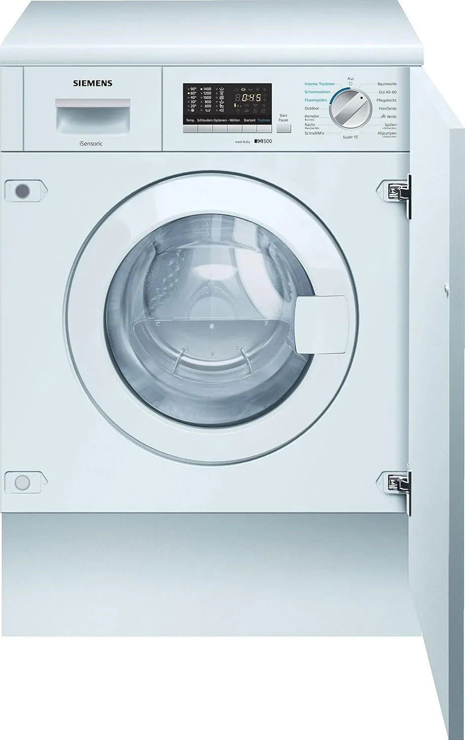 Siemens WK14D543 wasdroger, 1400 rpm, iQ500 Inbouw, 7 kg wassen en 4 kg drogen, outdoor-programma, droogt watervaste outdoorkleding betrouwbaar