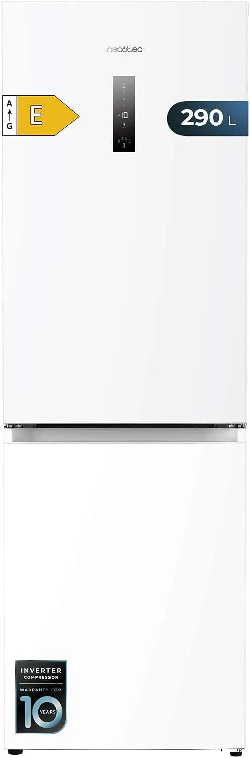 Cecotec koelkast, 290 l, 185 cm, 59,5 cm, roestvrijstalen behuizing, omkeerbare deur, Bolero CoolMarket Combi 290 l combi-, roestvrij staal