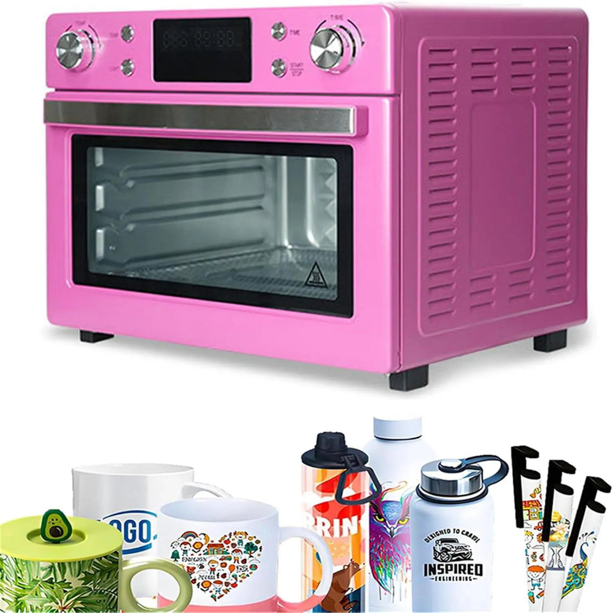 Elektrische oven, 1400 W, digitaal display, heteluchtfunctie, 16l/30l Heteluchtoven Voor Sublimatiebedrukking Van Mokken, Bekers En Waterflessen 30L
