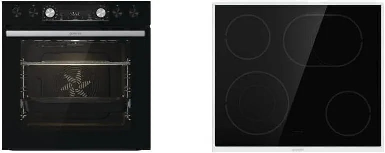 Gorenje elektrische oven, stoomfunctie, Inbouwfornuis set zwart set 4 met keramische kookplaat, hete lucht, GentleClose & Open