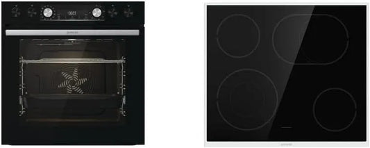 Gorenje elektrische oven, stoomfunctie, Inbouwfornuis set zwart set 4 met keramische kookplaat, hete lucht, GentleClose & Open