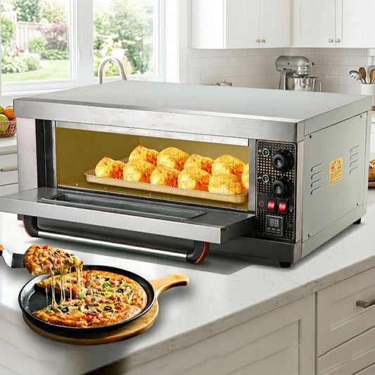 60 pizzaoven, 3200 W, roestvrijstalen behuizing, timer, 3200 W Elektrische Voor Commercieel Gebruik Tafelmodel
