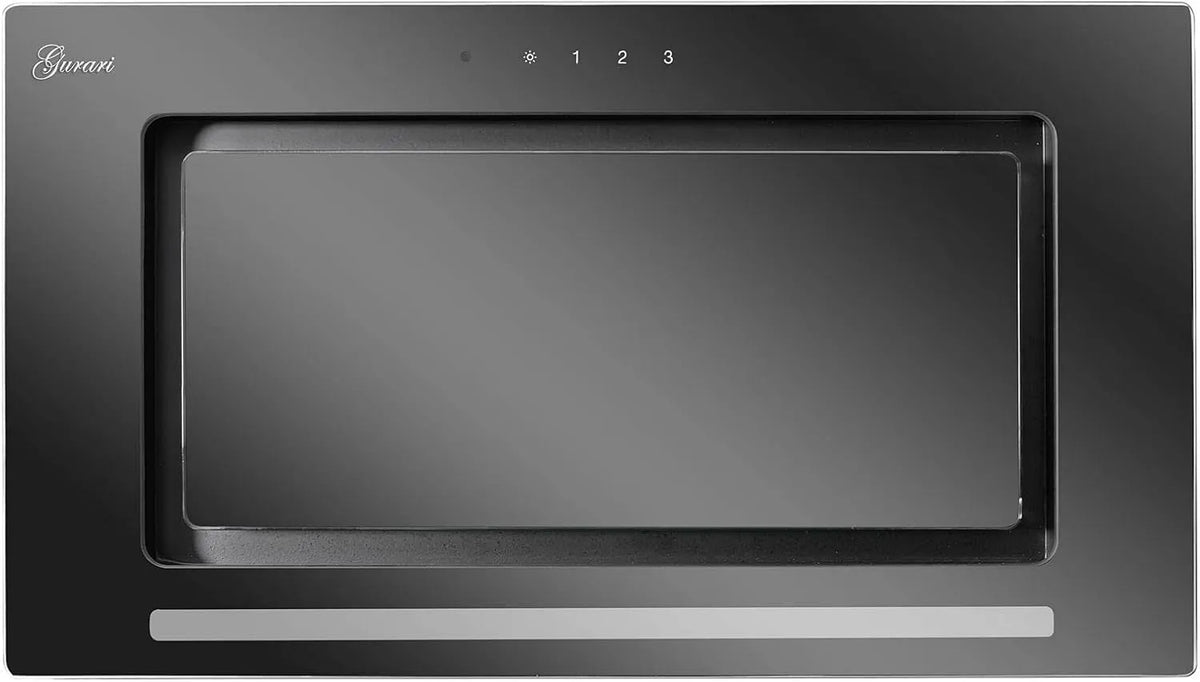 E 217 afzuigkap, 1000 m3/h, 52 cm, 3 niveaus, GURARI plafond GCH 52 BL Prime, zwart glas, zeer sterke afzuiging, muffe lucht/muffe lucht