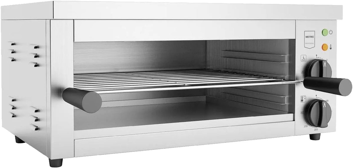 GSL1001 elektrische oven, 30 min, 2500 W, 28 cm, 61 x 33 x 28 cm, roestvrijstalen behuizing, timer, METRO Professional Salamander/Oven