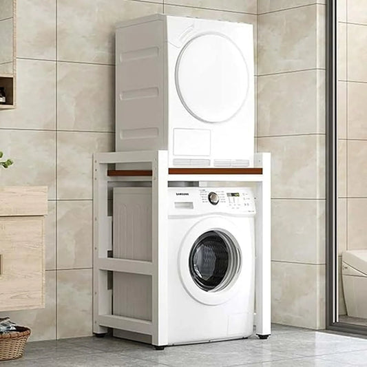 Wasmachine-opbergrek, Combinatie-was-droogcombinatie stapelbaar met badkamermeubels, bespaart ruimte in de badkamer.