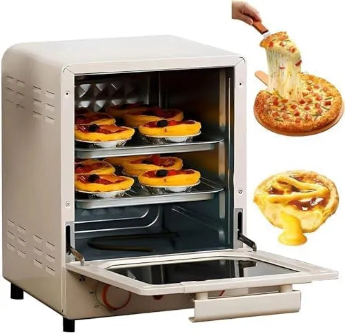 Elektrische oven, timer, Compacte Multi-Layer Broodrooster Oven, Elektrische Mini-Oven Voor het Bakken van Pizza, Instelbare Temperatuur en Timer