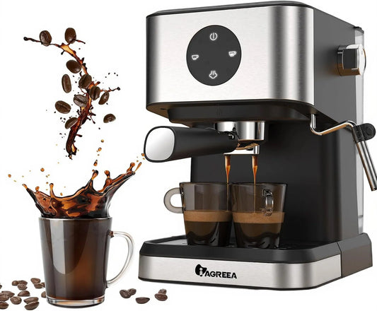 Espressomachine, 20 bar, automatische werking, IAGREEA, professionele met melkopschuimer, afneembaar waterreservoir, snel opwarmen