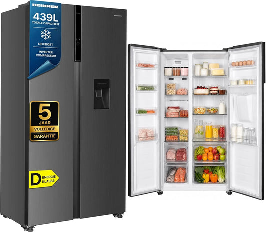 HM439NFINVXWDD koelkast, No Frost, roestvrijstalen behuizing, touchbediening, No Frost-technologie, invertermotor, HSBS‐ Side-by-Side -Vriezer 439L