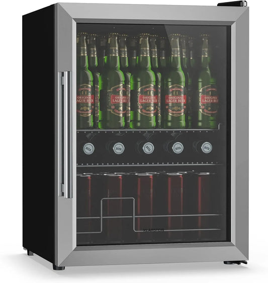 Klarstein minikoelkast, stille werking, Beersafe 60 L Mini Koelkast met Glazen Deur, uitneembare metalen platen