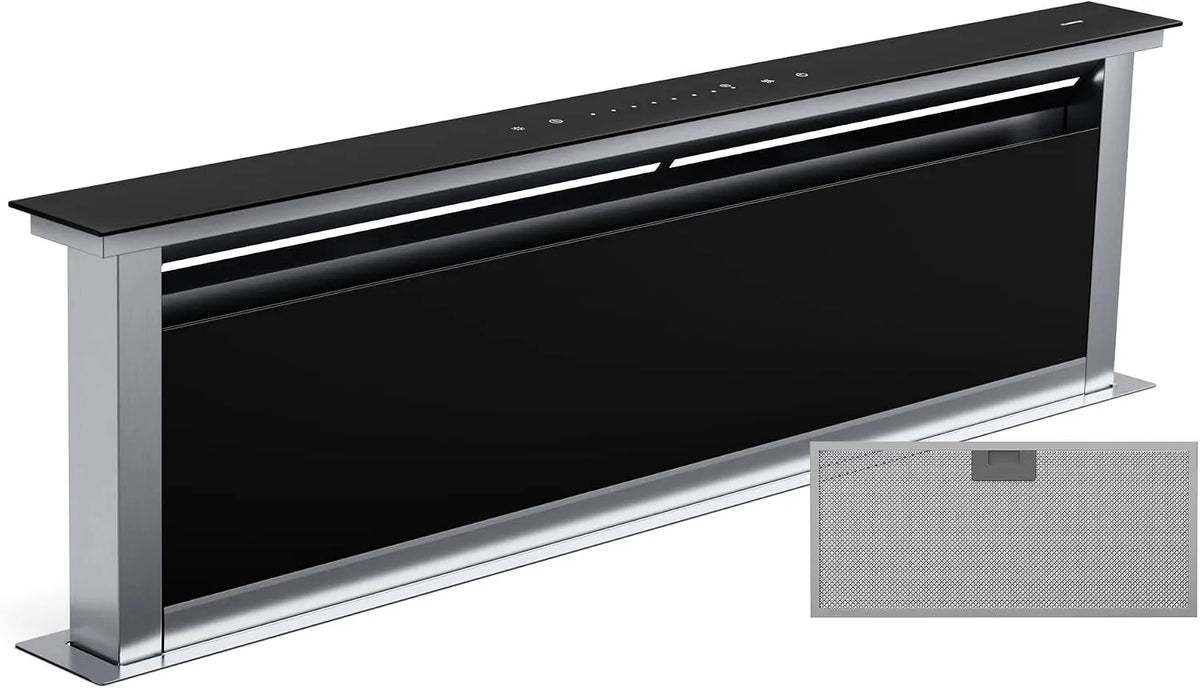 Klarstein afzuigkap, 70 dB, stille werking, Royal Flush Eco Downdraft-, A++ energie-efficiëntie, Touch-bediening, LED-verlichting in 9 kleuren