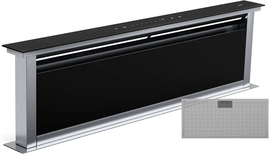 Klarstein afzuigkap, 70 dB, stille werking, Royal Flush Eco Downdraft-, A++ energie-efficiëntie, Touch-bediening, LED-verlichting in 9 kleuren