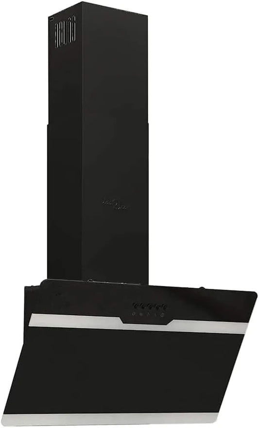 Afzuigkap, 60 cm, gehard glas, Wand 60 cm staal en gehard glas zwart
