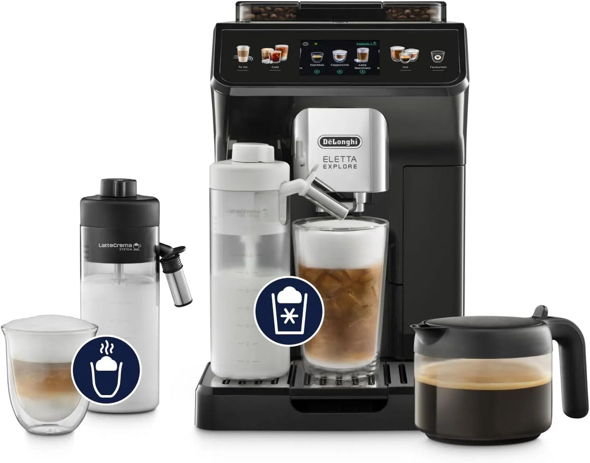 De'Longhi ECAM452.67.G espressomachine, touchbediening, automatische werking, Eletta Explore, Volautomatische met Cold Brew, LatteCrema Melkreservoir