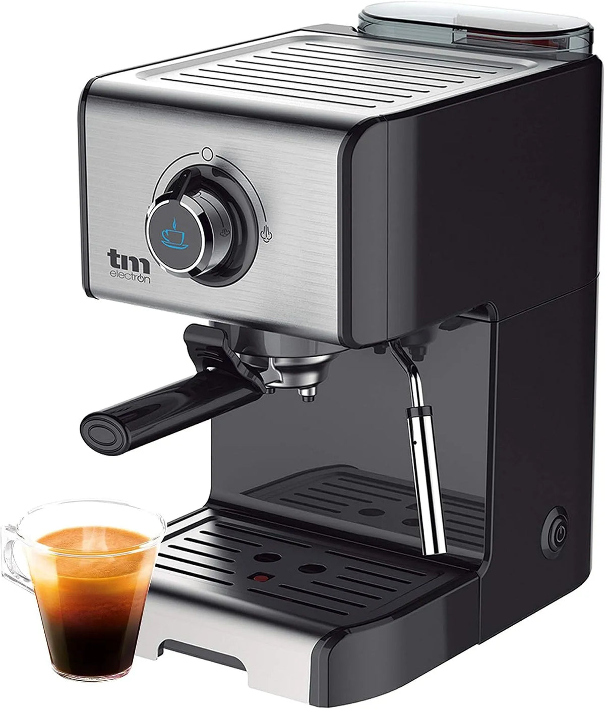 TMPCF101 espressomachine, 15 bar, 1200 W, 1,2 L, roestvrijstalen behuizing, TM Electron Handmatige met 15 bar druk, gemaakt van roestvrij staal