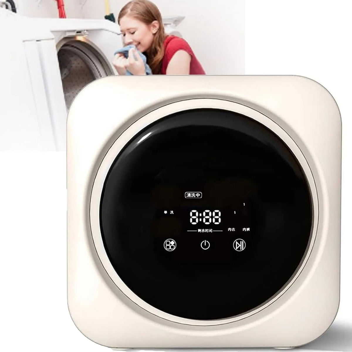 Wasmachine, 170 W, automatische werking, zelfreinigingsfunctie, Mini-, 170 W VOLLEDIGE AUTOMATISCHE WASDROGMACHINE MET TUNSTREY, 4 Grote Programma's