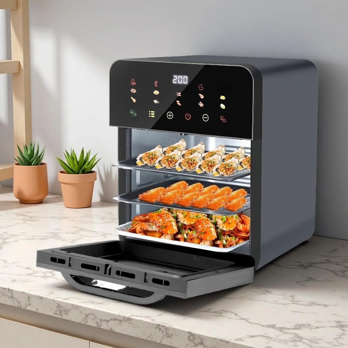 Airfryer, 1350W, 10 programma's, digitaal display, bereiding zonder toegevoegd frituurvet, heteluchtfunctie, Heteluchtfriteuse 10L Heteluchtoven