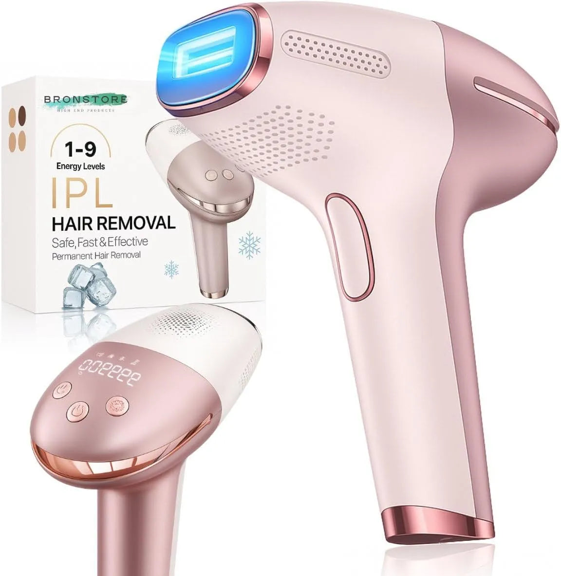 IPL-ontharingsapparaat, Laser Ontharingsapparaat met Ice Cooling, Epileerapparaat Dames & Heren, Inclusief 9 Intensiteiten & 999.999 Flitsen