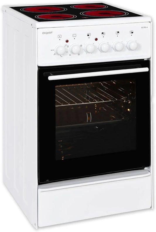 Exquisit inductiekookplaat, ECM 5-4 Vrijstaand fornuis Wit Zone met A, Ovens en fornuizen, Glas-keramiek